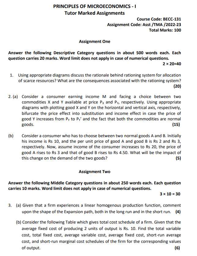 BECC-131 PRINCIPLES OF MICROECONOMICS-I In English Solved Assignment ...